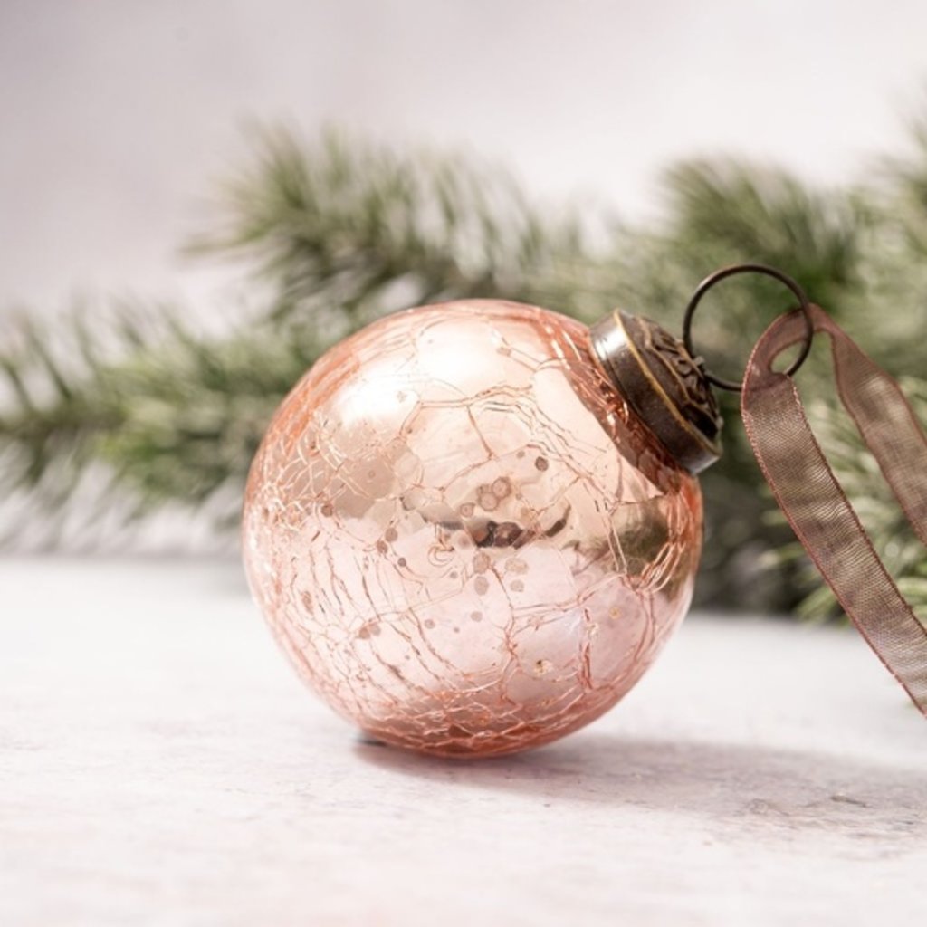 2" Crackle Glass Round Ornament