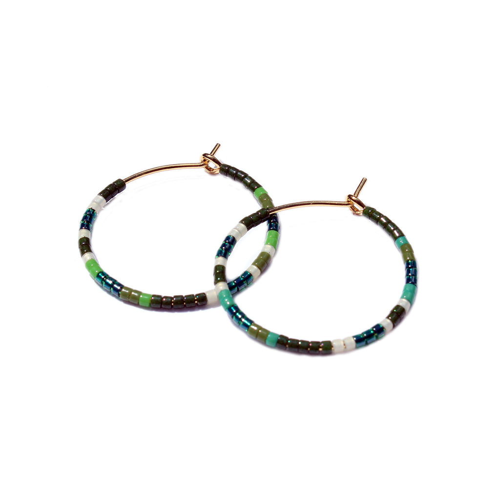 Multicolor Beaded Hoop Earrings