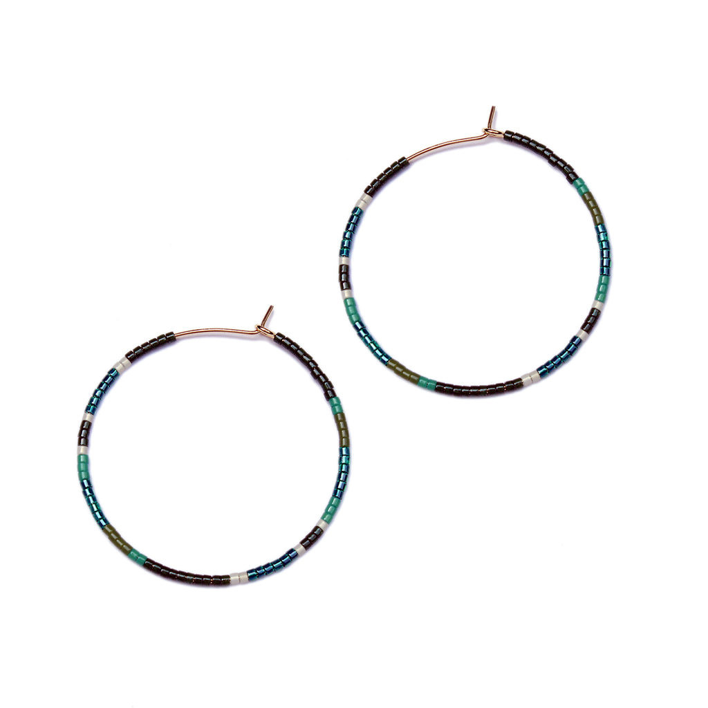 Multicolor Beaded Hoop Earrings