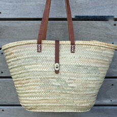 Beach Basket with Leather Straps