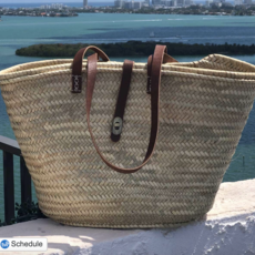 Beach Basket with Leather Straps