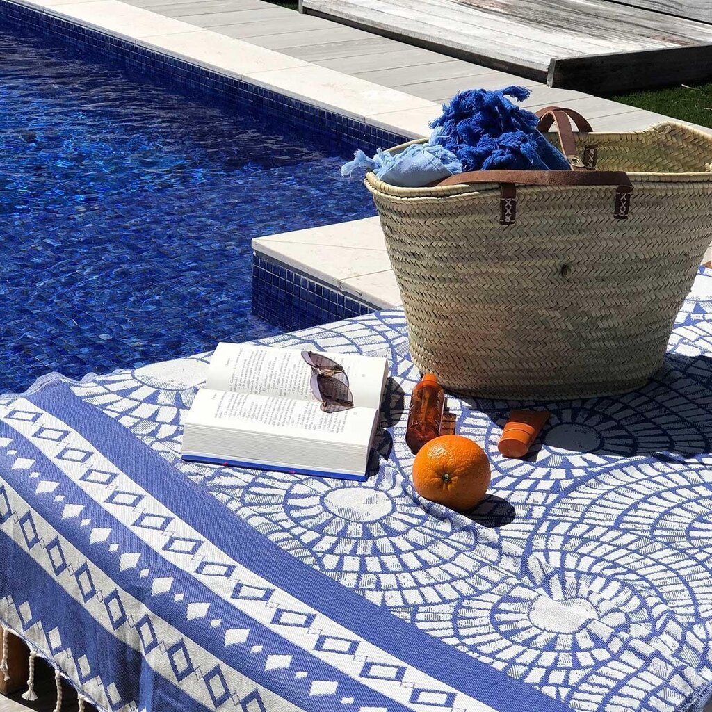 Beach Basket with Leather Straps