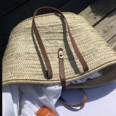 Beach Basket with Leather Straps