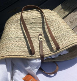 Beach Basket with Leather Straps