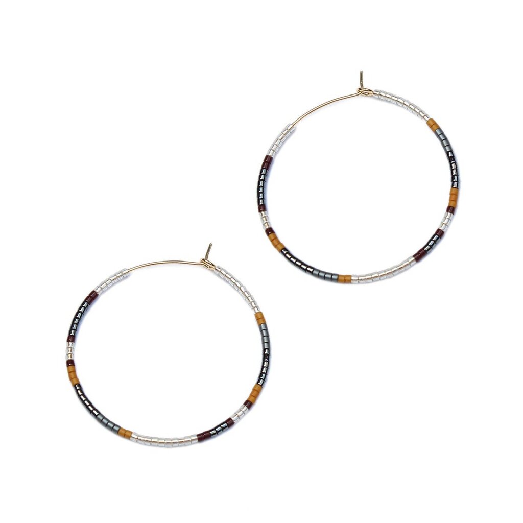 Multicolor Beaded Hoop Earrings