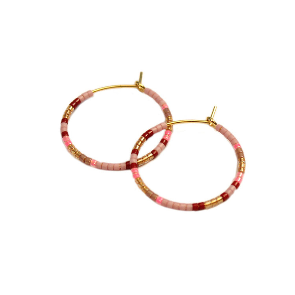 Multicolor Beaded Hoop Earrings