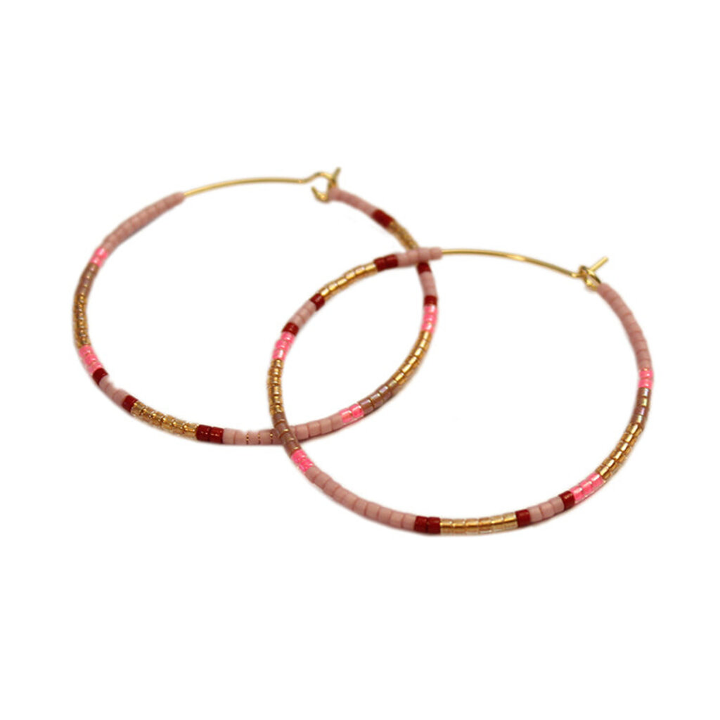 Multicolor Beaded Hoop Earrings