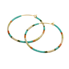 Multicolor Beaded Hoop Earrings