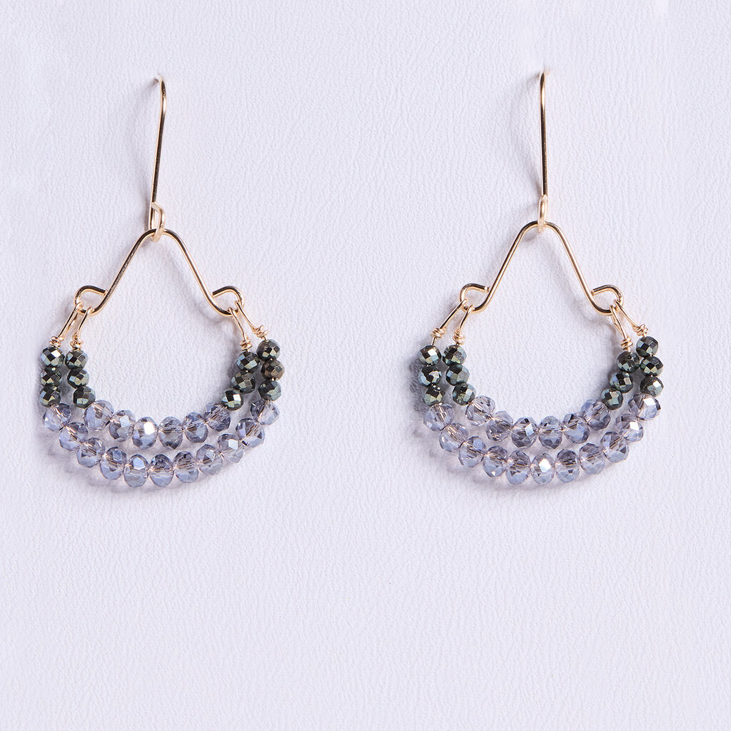 Green Quartz + Hematite Double Hoop Earrings Double Hoop Earrings