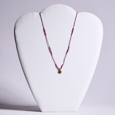 Garnet Beaded Oval Pendant Necklace