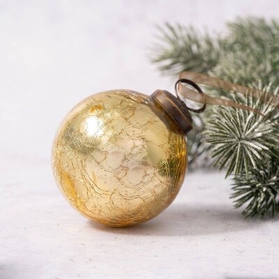 2" Crackle Glass Round Ornament