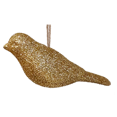 Gold Glitter Bird Ornament