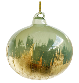 Glass Orb Ornament Jade/Gold