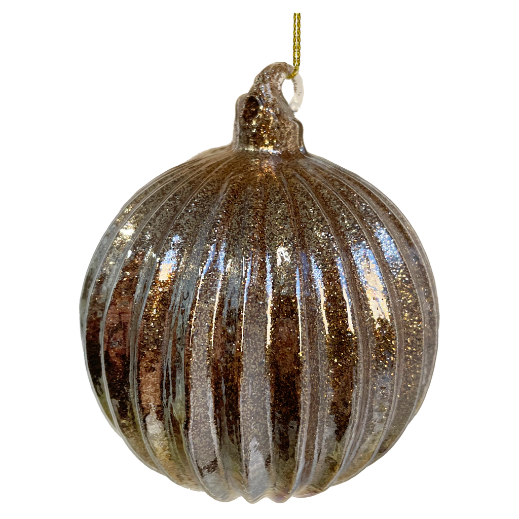 Copper Glitter Glass Ornament