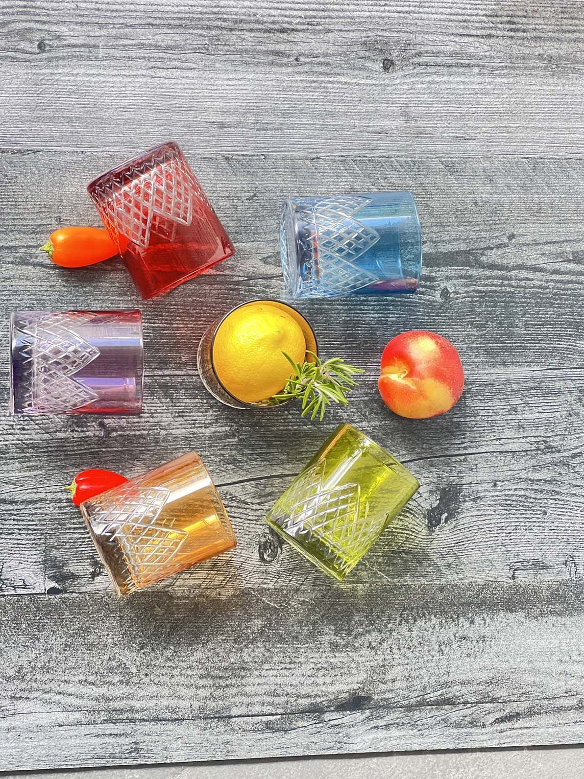 Carved Pyramid Drinking Glass - SLATE