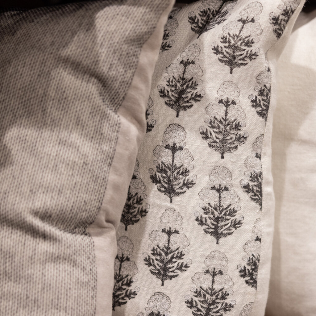 Marigold Graphite Block Print Pillow