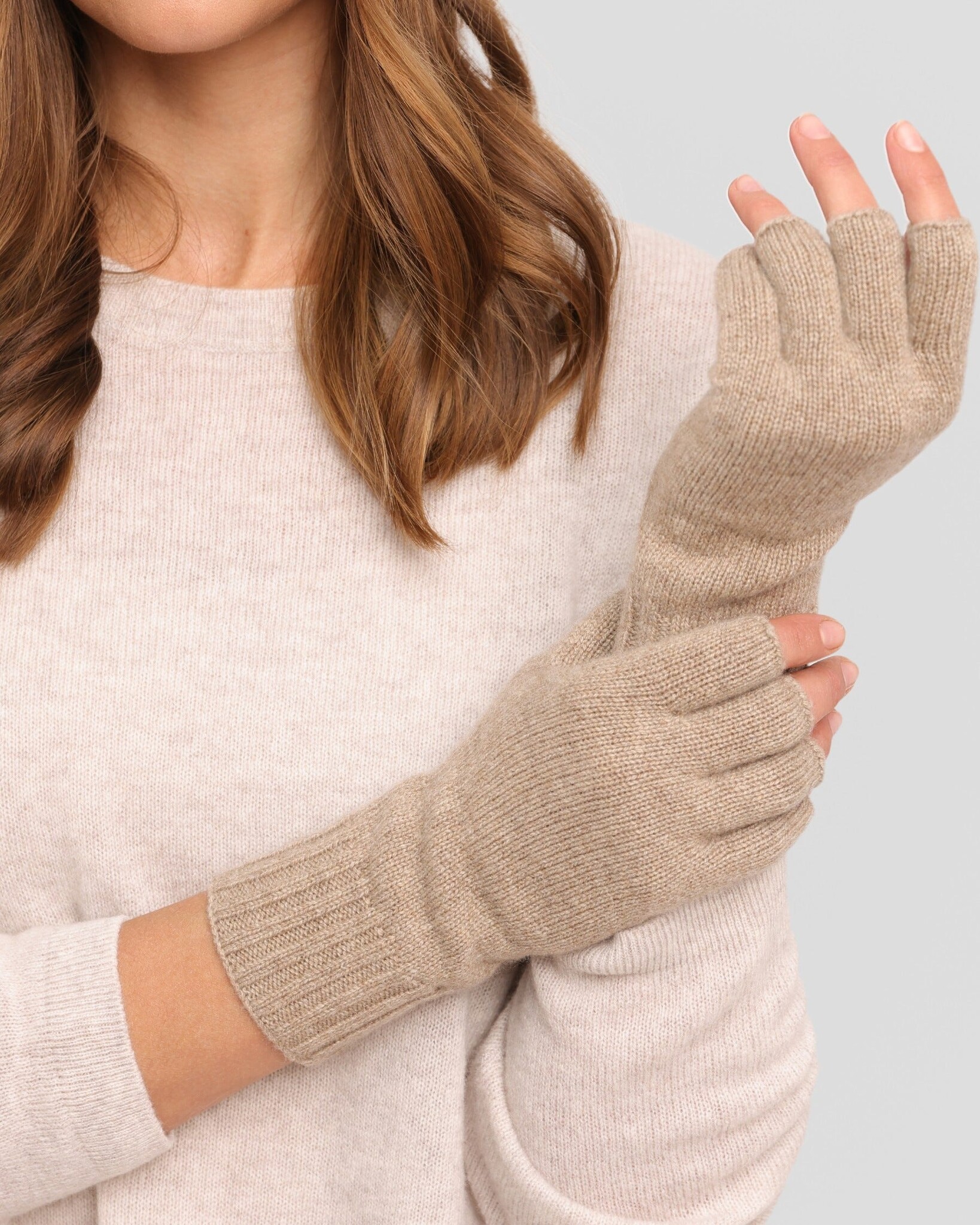 100% Cashmere Fingerless Glove - SLATE