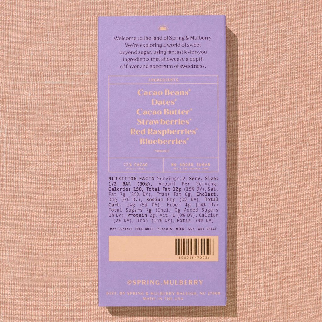 Spring & Mulberry Spring & Mulberry Date-Sweetened Dark Chocolate