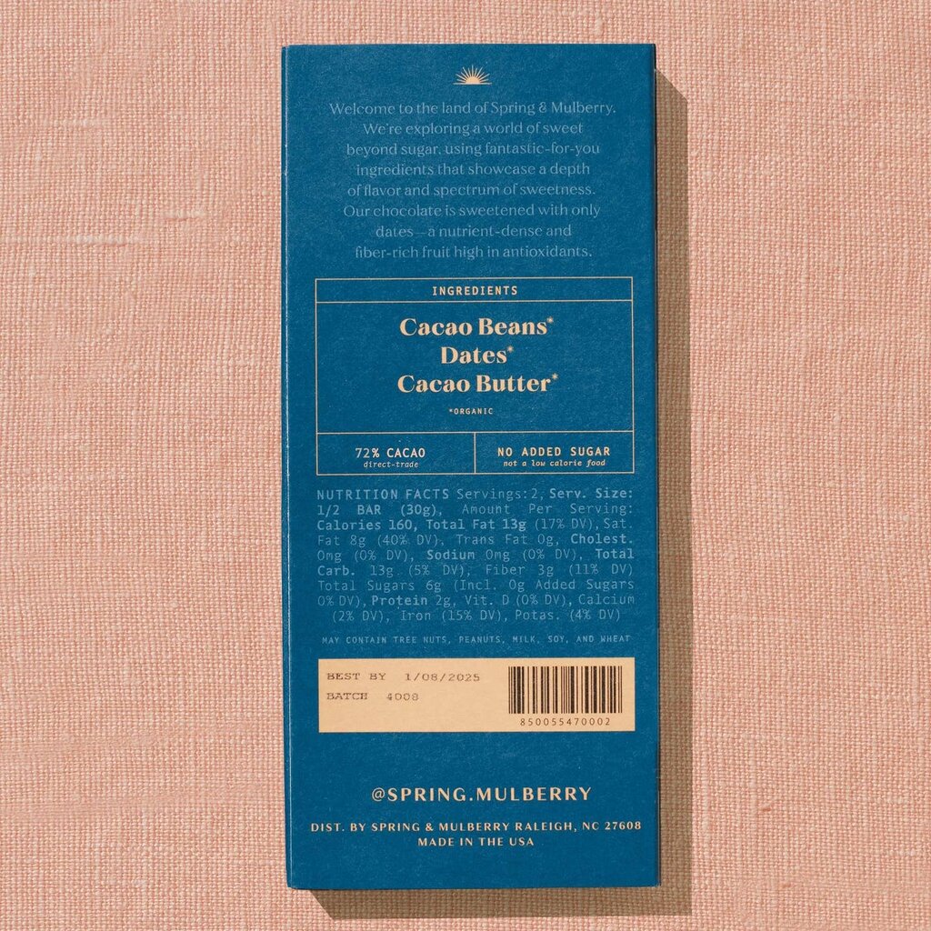 Spring & Mulberry Spring & Mulberry Date-Sweetened Dark Chocolate