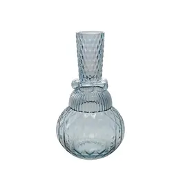 Embossed Blue Glass Vase