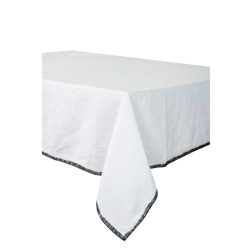 Stitched Edge Linen Tablecloth