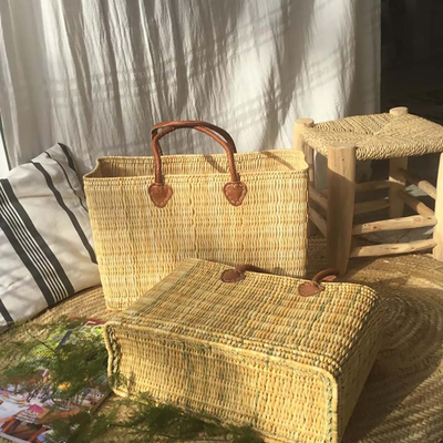 Natural Straw Beach Basket