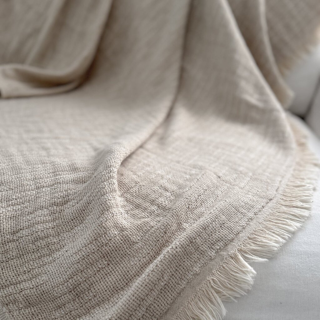 Beach House Linen Throw Sandy Beige