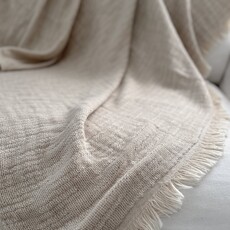 Beach House Linen Throw Sandy Beige