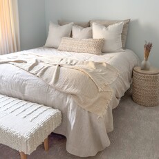 Beach House Linen Throw Sandy Beige