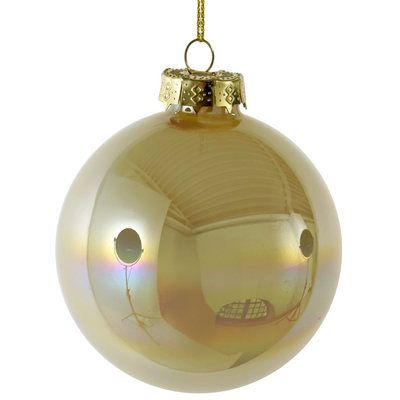 Cream Iridescent Glass Ornament