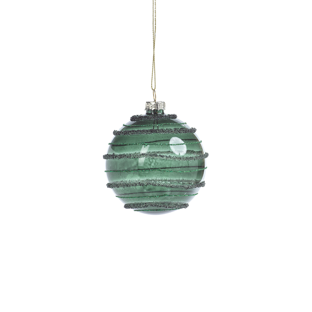 Beaded Stripe Glass Ornament