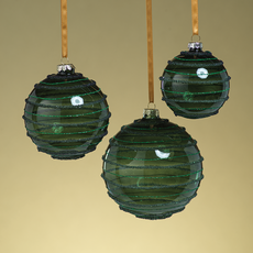 Beaded Stripe Glass Ornament