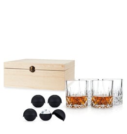 Cut Crystal Tumbler + Sphere Ice Mold Box Set