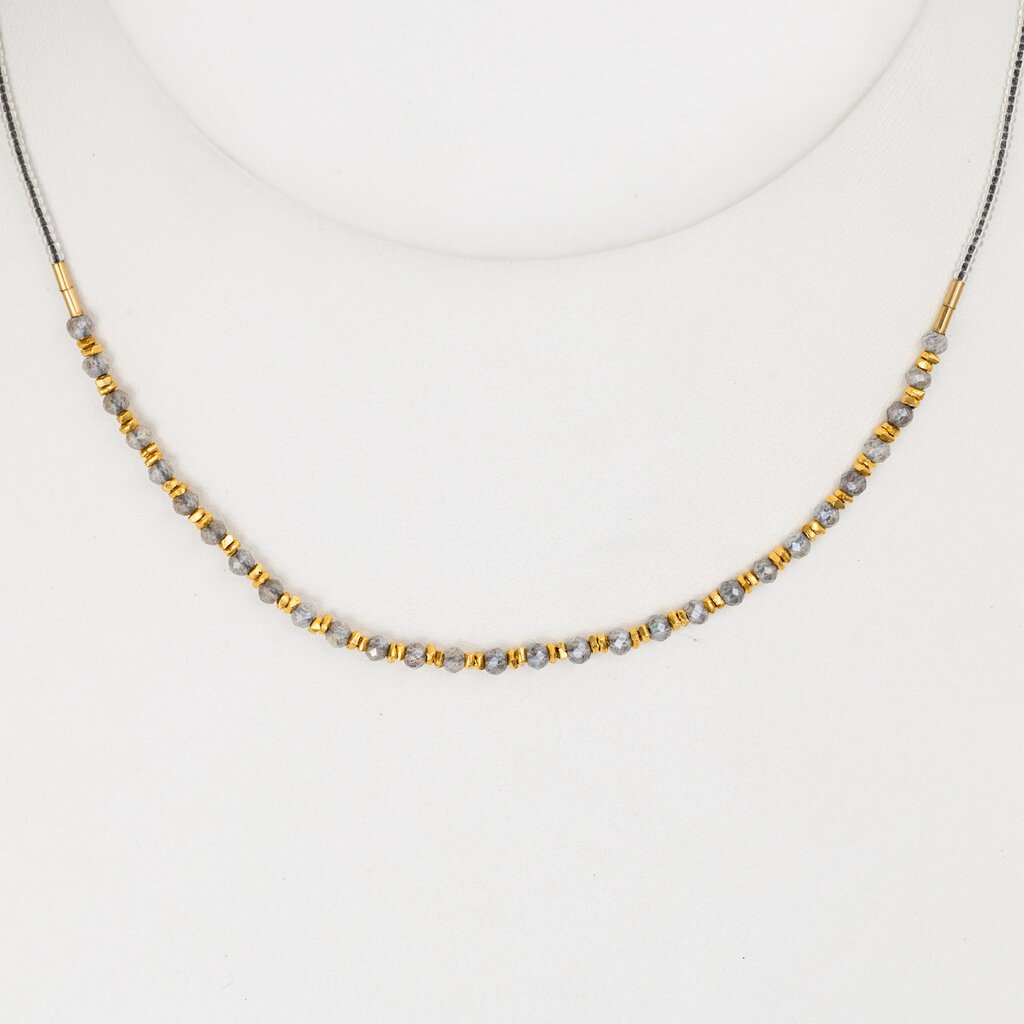 Mystic Labradorite + GV Beaded Necklace