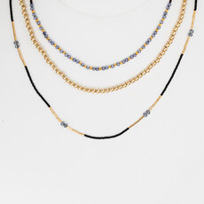 Black + Labradorite Beaded Necklace