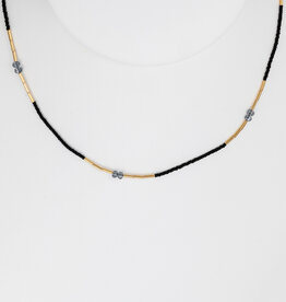 Black + Labradorite Beaded Necklace