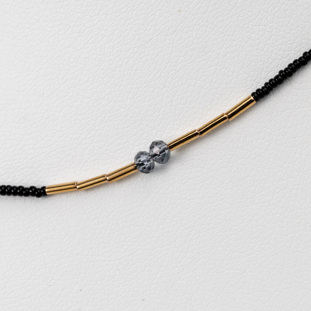 Black + Labradorite Beaded Necklace