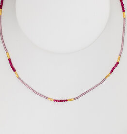 Pink Quartz + GV Beaded Necklace