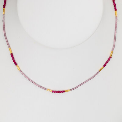 Pink Quartz + GV Beaded Necklace