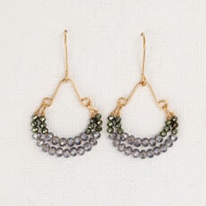 Labradorite + Hematite Double Hoop Earrings