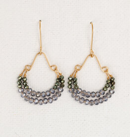 Labradorite + Hematite Double Hoop Earrings