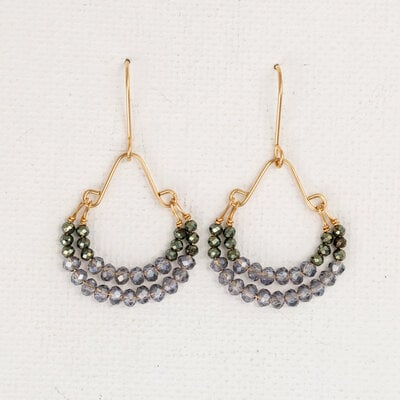 Labradorite + Hematite Double Hoop Earrings