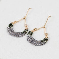 Labradorite + Hematite Double Hoop Earrings