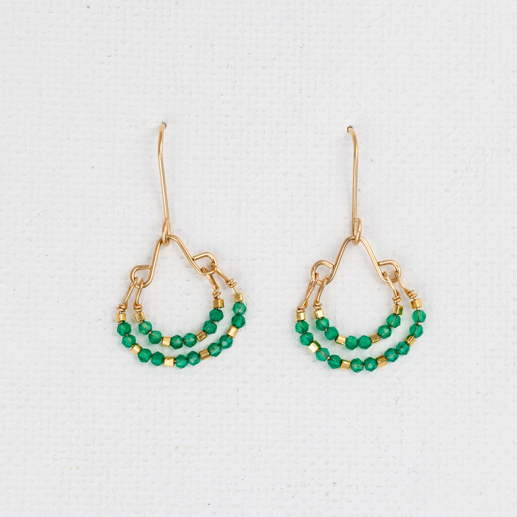Green Onyx + GV Double Hoop Earrings