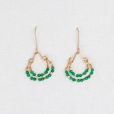 Green Onyx + GV Double Hoop Earrings