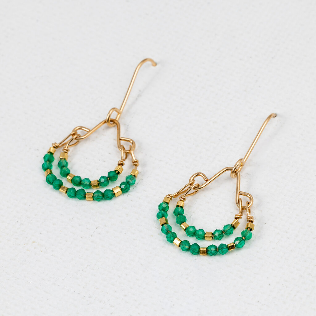 Green Onyx + GV Double Hoop Earrings