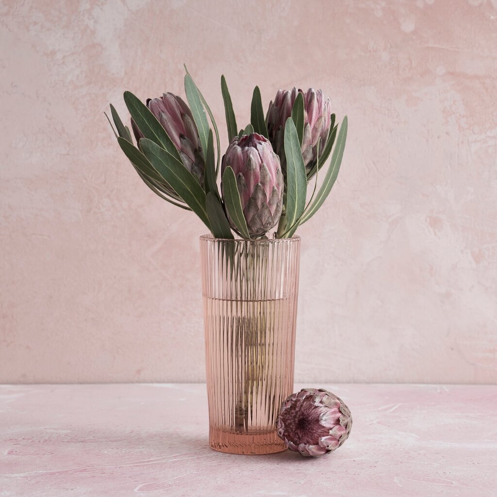 Pressed Pink Glass Vase