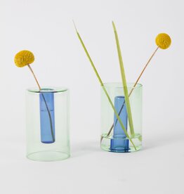 Block Design Small Reversible Glass Vase