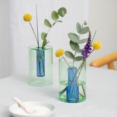Block Design Small Reversible Glass Vase