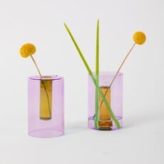 Block Design Small Reversible Glass Vase